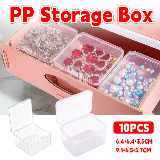 10PCS Mini Clear Plastic Storage Box Small Item Organiser Jewellery Craft Parts