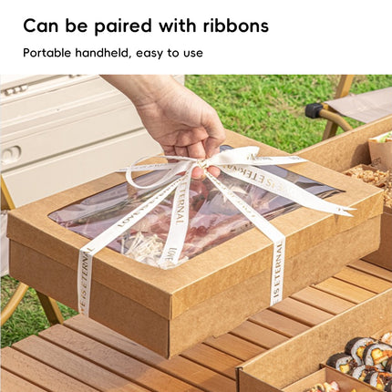 10PCS Kraft Paper Catering Box with Window Disposable Bento Style Packaging