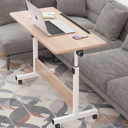 Moveable Foldable Table with Wheels Adjustable Height Space Saving Home Bedroom