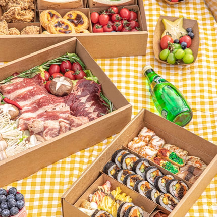 10PCS Kraft Paper Catering Box with Window Disposable Bento Style Packaging