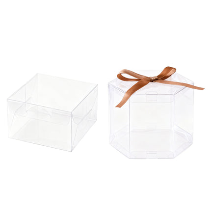 20PCS Clear Plastic Gift Boxes Square Hexagon Party Favour Packaging Display Box