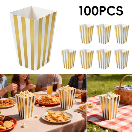 100PCS Popcorn Box Food-Grade Large Capacity Disposable Snack Boxes for Party