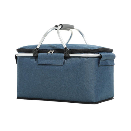 Folding Picnic Basket Insulated Cooler Bag Portable Outdoor Grocery Storage