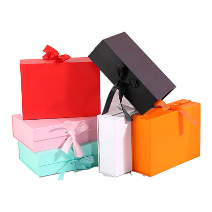 Elegant Ribbon Flip Folding Gift Boxes Multiple Colors High-Quality Cardboard