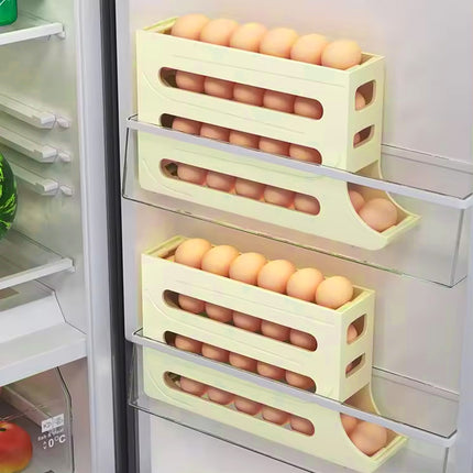 Automatic Scrolling Egg Holder 2/4-Tier Storage Box Container for Refrigerator