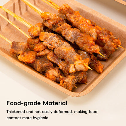 100PCS Kraft Paper Plates Lunch Box Food-Grade Water abd Oil Repeleent Outdoor