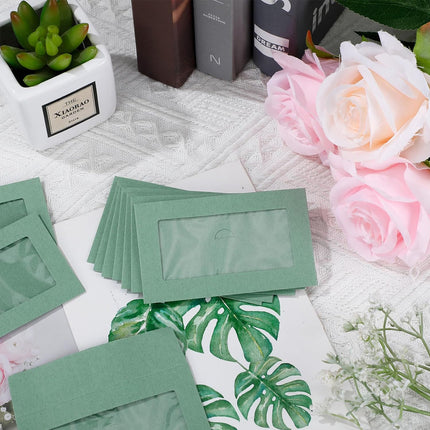 100PCS Small Kraft Paper Envelopes With Clear Window Self Seal Card Mailers