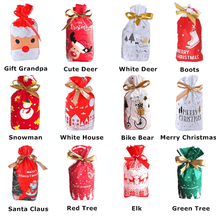 10Pcs Plastic Candy Bags Christmas Elk Candy Sweet Treat Bags Biscuit 15*23.5Cm - Aimall