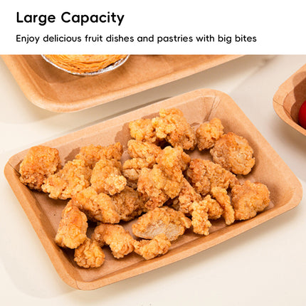 100PCS Kraft Paper Plates Lunch Box Food-Grade Water abd Oil Repeleent Outdoor