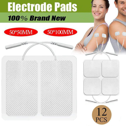12PCS TENS Electrode Pads Reusable Self Adhesive 50x50mm 50x100mm