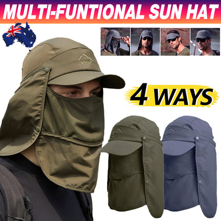 Unisex Face Neck Flap Hat Wide Brim Cap Hiking Fishing Sun Protection Outdoor
