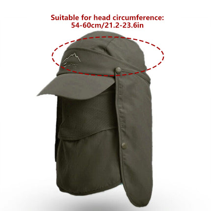 Unisex Face Neck Flap Hat Wide Brim Cap Hiking Fishing Sun Protection Outdoor