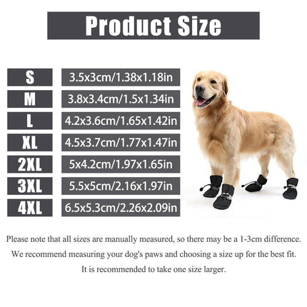 Set Anti Slip Waterproof Protective Dog Shoes Rain Boots Pet Socks Booties 4Pcs