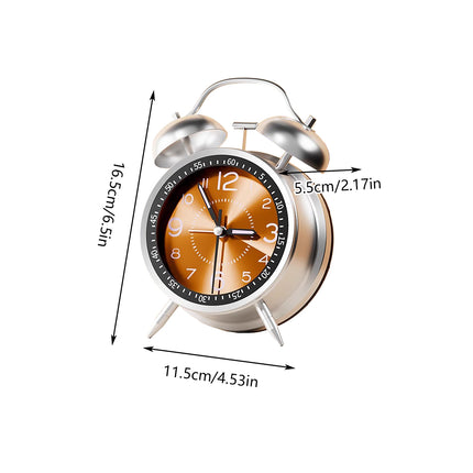 Metal Bell Alarm Clock Desktop Clock Decoration BatteryOperated For Bedroom Home