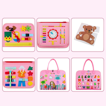 Cloth Busy Board Sensory Education Book Felt Bag Toy for Early Learning and Play