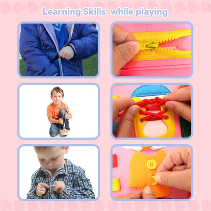 Cloth Busy Board Sensory Education Book Felt Bag Toy for Early Learning and Play