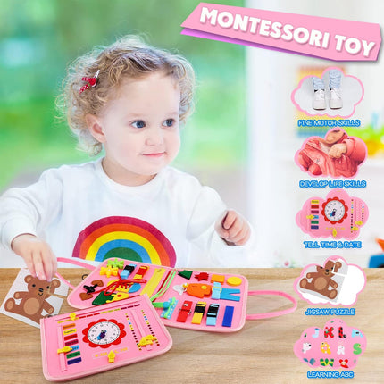 Cloth Busy Board Sensory Education Book Felt Bag Toy for Early Learning and Play