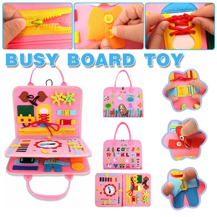 Cloth Busy Board Sensory Education Book Felt Bag Toy for Early Learning and Play