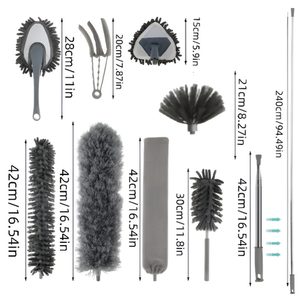 9pcs Dusters for Cleaning High Ceiling Fan Microfiber Duster with Extension