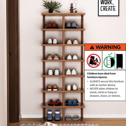 8 Tiers Shoe Rack Vertical Space Saving Narrow Shoe Organizer with Stable Base