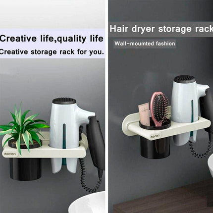 Bathroom Mounted Wall Suction Cup Hair Dryer Holder Hanger Shelf Rack Storage Au