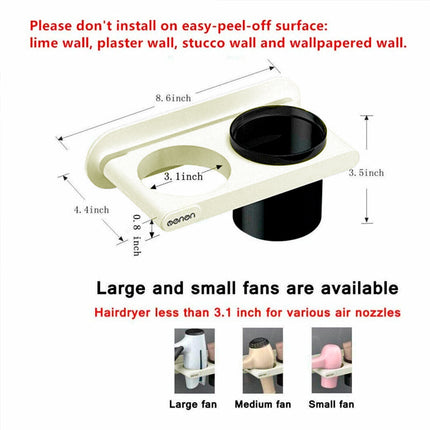 Bathroom Mounted Wall Suction Cup Hair Dryer Holder Hanger Shelf Rack Storage Au