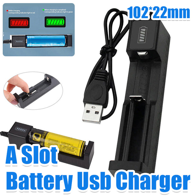 Compact 1-Slot USB Charger for Li-ion Rechargeable Batteries - Portable Power