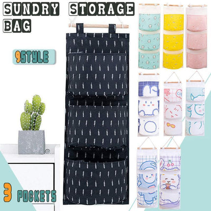 Bear Rabbit Sundry Storage Bag 3 Pockets Door Wall Hanging Organizer Pouch AU - Aimall