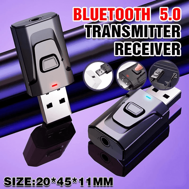 2in1 USB Bluetooth5.0 Transmitter Receiver Audio Adapter AUX 3.5mm TV PC Speaker - Aimall