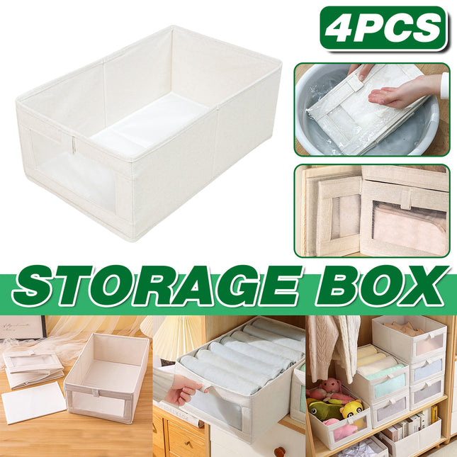 4pcs Visual Window Shirt Organizer Box Clothing Storage Basket Fabric Organizer
