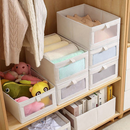 4pcs Visual Window Shirt Organizer Box Clothing Storage Basket Fabric Organizer