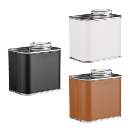 Airtight Coffee Canister Storage Jar Pour Valve Leather 9.6 x 7 x 9.3cm