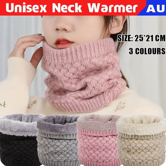Neck Warmer Tube Winter Knitted Scarf Thermal Fleece Thicken Chunky Unisex Snood