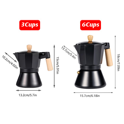 Aluminum Bottom Coffee Pot Stovetop Safe Heat-Resistant Handle Black