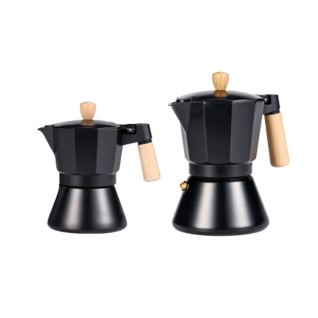 Aluminum Bottom Coffee Pot Stovetop Safe Heat-Resistant Handle Black