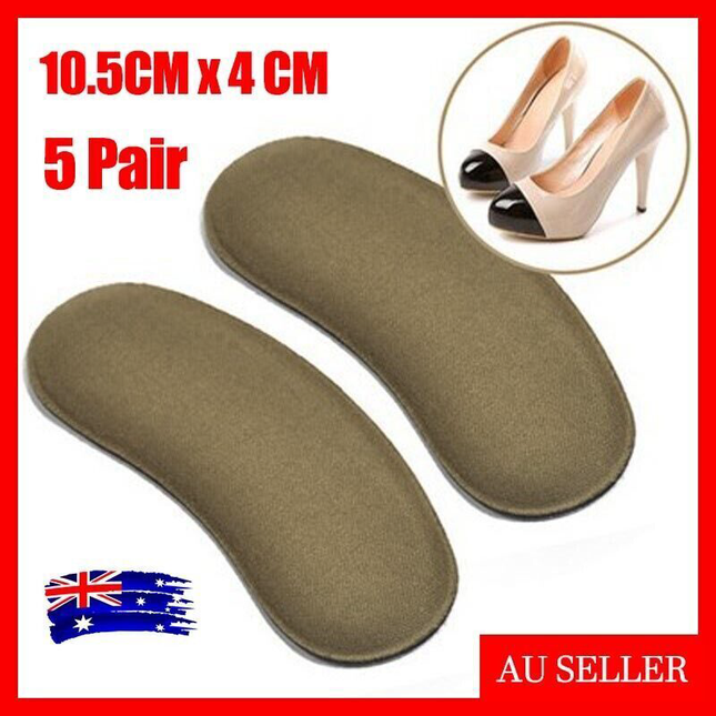 5 Pairs Sticky Fabric Shoe Pads Cushion Liner Grips Back Heel Inserts Insoles