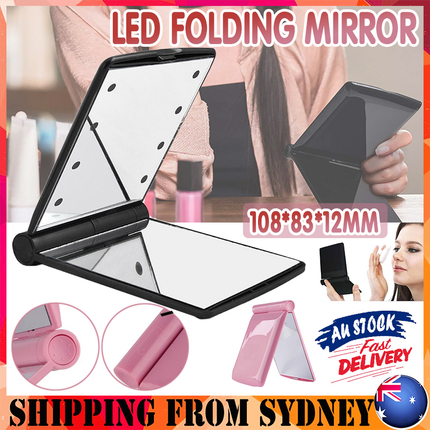 LED Folding Makeup Mirror Compact Portable Pocket Cosmetic Beauty Lighted
