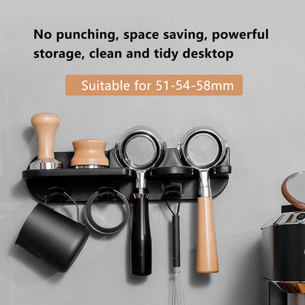 Coffee Portafilter Holder with Shelves Hooks for Coffee Mugs Pods Filters
