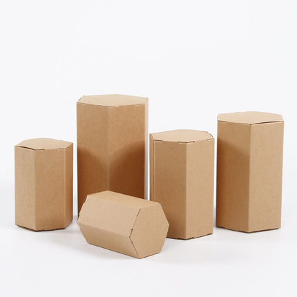 20PCS Kraft Paper Gift Box Hexagon Party Wedding Casndy Craft Packaging Box