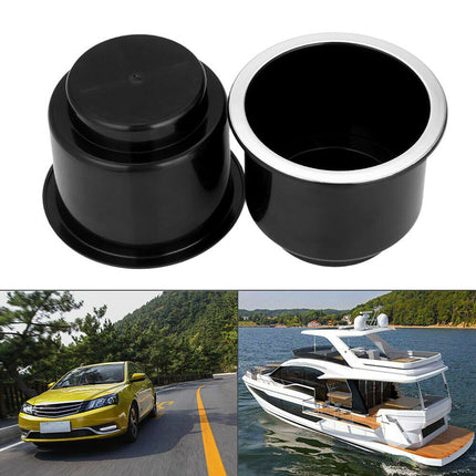 4PCS Plastic Recessed Cup Drink Holders Black Drop In Style for Car Boat Marine RV