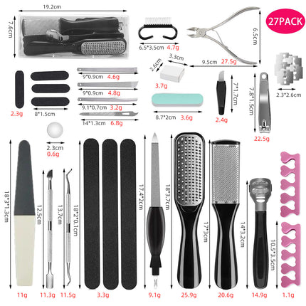 27PCS Pedicure Manicure Tool Set with Callus Remover and Nail Care Kit
