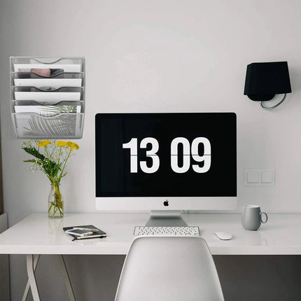 Wall-Mounted 5 Tier Metal File Storage Rack Document Holder Space Saving