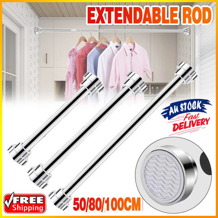 Adjustable Tension Rod Extendable Rack Shower Wind Curtain Closet Pole 50-160cm