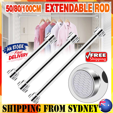 Adjustable Tension Rod Extendable Rack Shower Wind Curtain Closet Pole 50-160cm