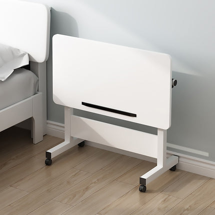 Moveable Foldable Table with Wheels Adjustable Height Space Saving Home Bedroom
