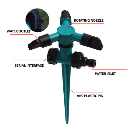 360° Rotation Auto Irrigation System Garden Lawn Sprinkler Patio Save Water Use