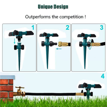 360° Rotation Auto Irrigation System Garden Lawn Sprinkler Patio Save Water Use