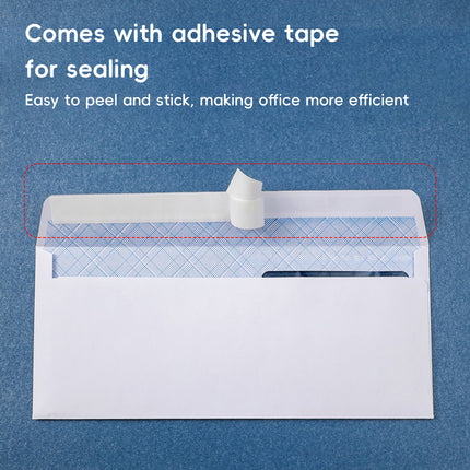 50 Pack White Double Window Business Envelopes Peel and Seal Mailing Envelopes