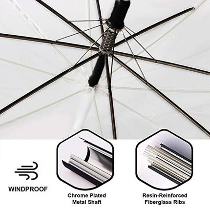 Clear Transparent Umbrella Long Handle Auto Open PVC Rain Parasol 71cm
