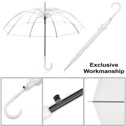 Clear Transparent Umbrella Long Handle Auto Open PVC Rain Parasol 71cm